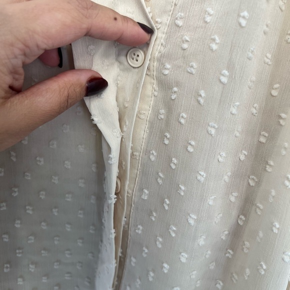 Zara Semi Sheer Swiss Dot Long Sleeve Button Down Blouse - Picture 4 of 8